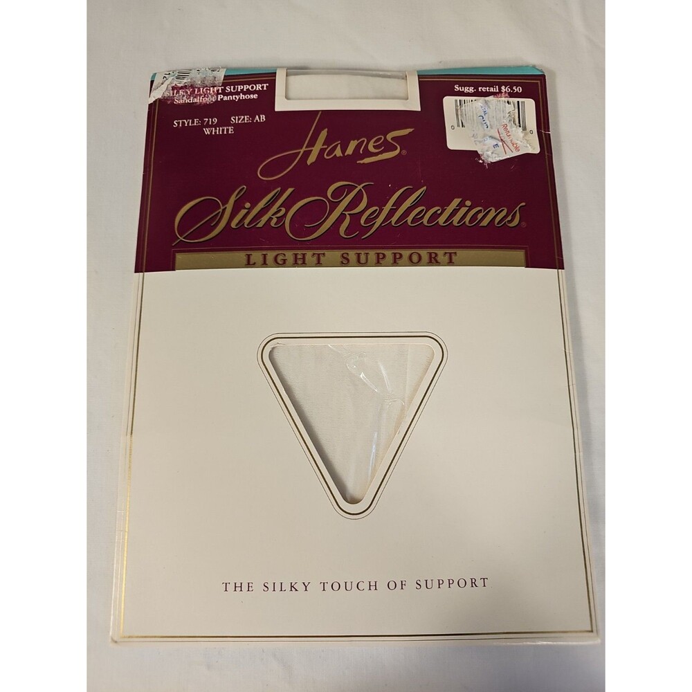 Vintage Hanes Silk Reflections Silky Light Support White Size AB